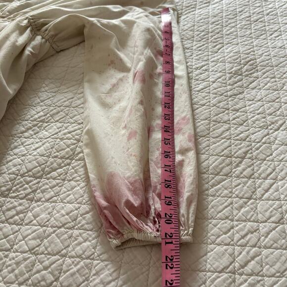 TEXTILE ELIZABETH & JAMES Peasant Dress Splatter Bone/Maroon SzM Cottage Prairie - Picture 9 of 9